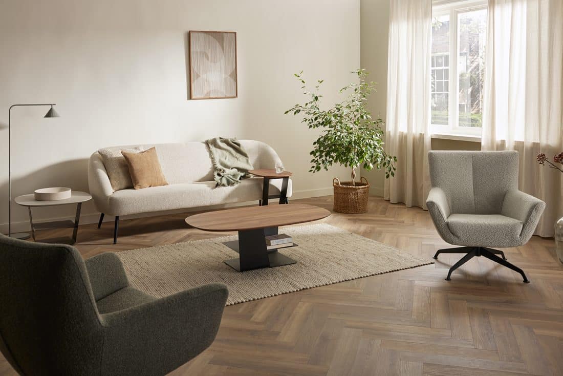 Choq sofabordsmøtrikker Remake Sofa Retro stof Monza Jake drejelig lænestol Choq sofabordsmøtrikker Remake Sofa Retro stof Monza Jake drejelig lænestol