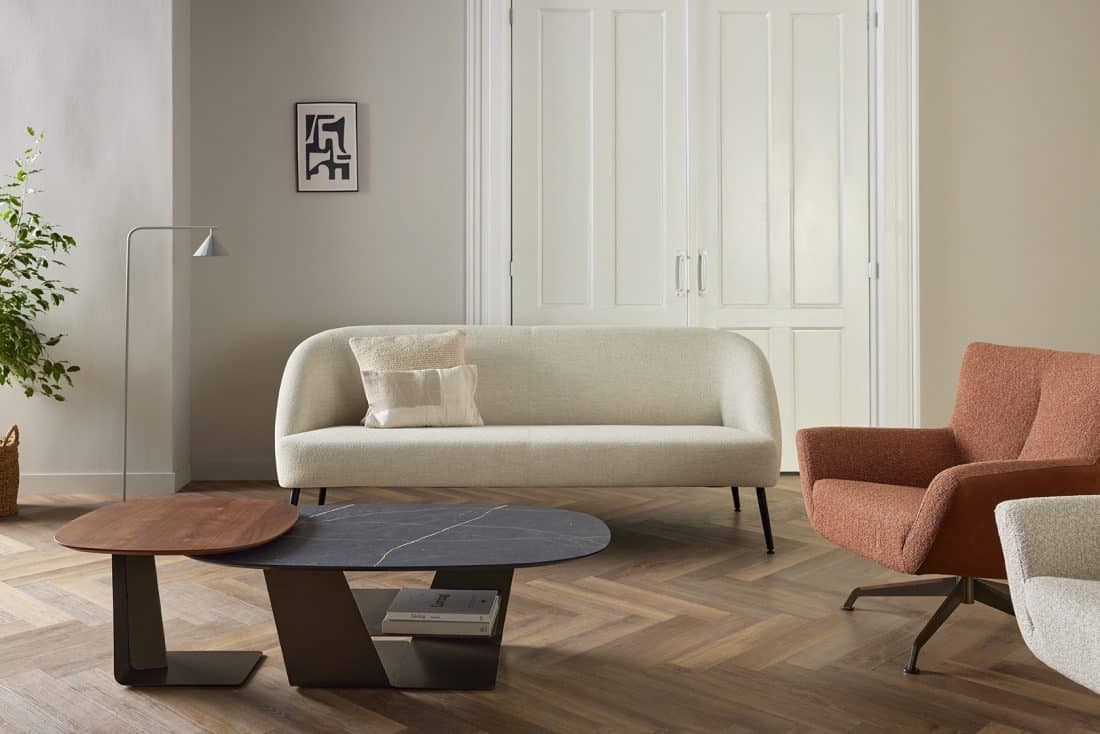 Choq Sofaborde Moderne Design Remake Retro Sofa Stof Hvid