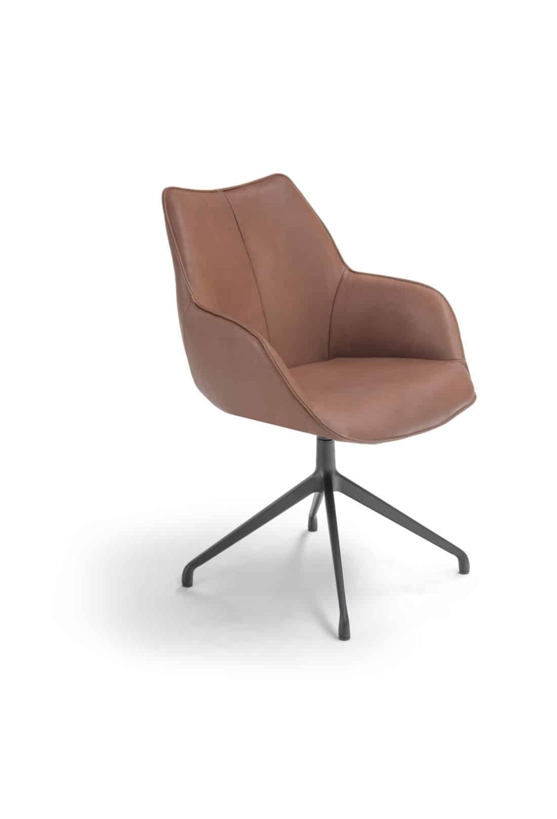Kiq Swivel Dining Chair Leather Cognac