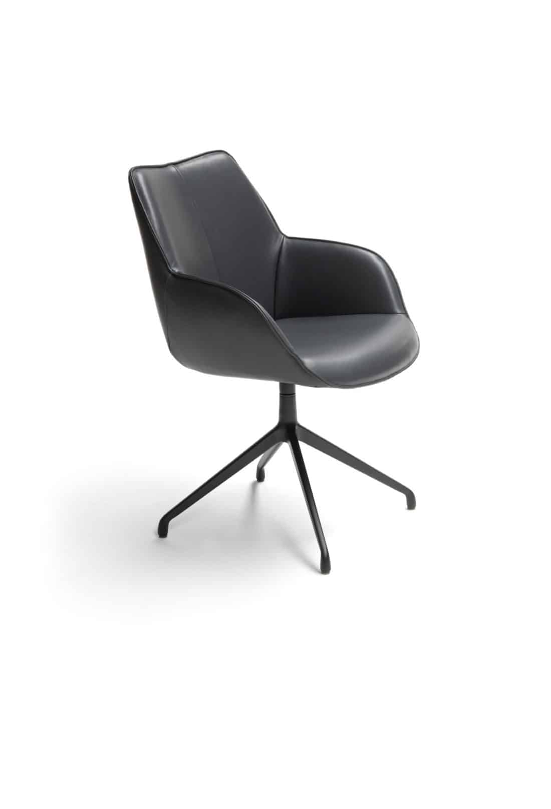 Kiq Dining room chair Rotatable Leather Anthracite Breesnewworld Conference chair
