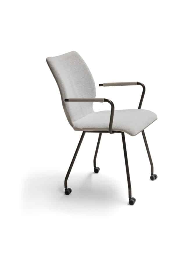 Santiarm Eetkamerstoel Met Armleuning Wieltjes Beige Wit Breesnewworld