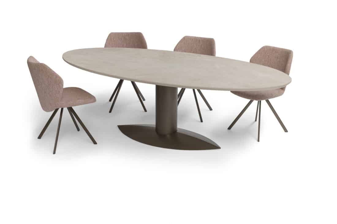 Oscar Spisebord Oval Keramisk Diamantcreme