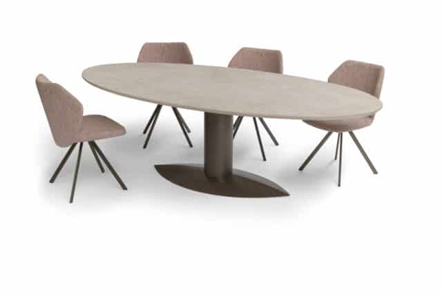 Oscar Spisebord Oval Keramisk Diamantcreme