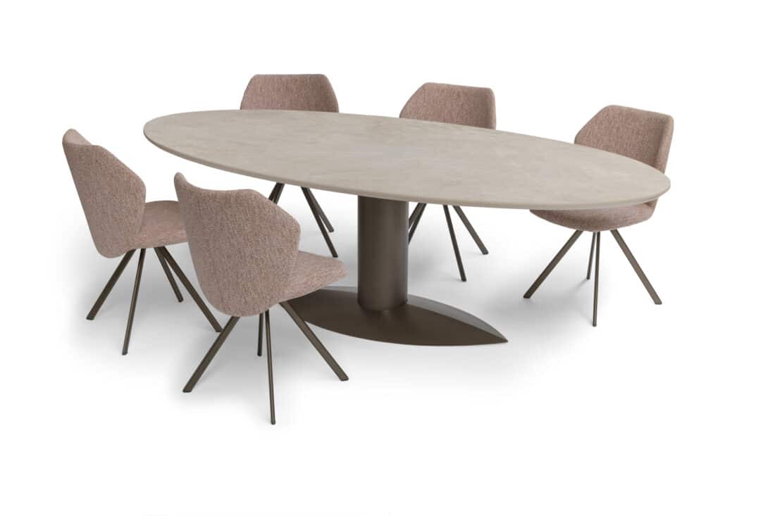Oscar Spisebord Oval Keramisk Diamant Creme Toby Spisestuestol