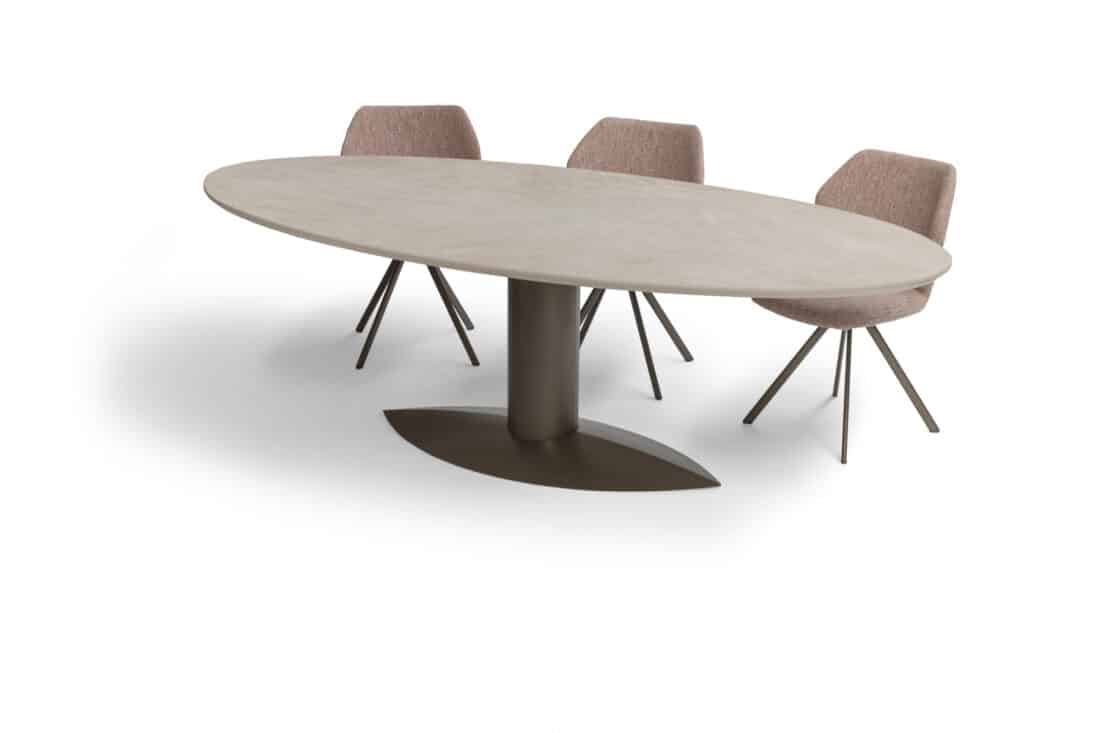 Oscar Spisebord Oval Keramisk Diamant Cremesøjle Anodisk Brun