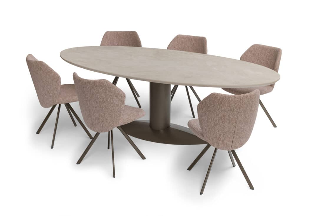 Toby Eetkamerstoel Stof Roze Oscar Eettafel Ovaal Diamond Cream Toby Eetkamerstoel Stof Roze Oscar Eettafel Ovaal Diamond Cream